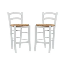 Wood And Seagrass Counter Stools, Set Of 2-Kirkland's Home Outlet