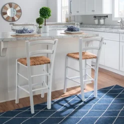 Wood And Seagrass Counter Stools, Set Of 2-Kirkland's Home Outlet
