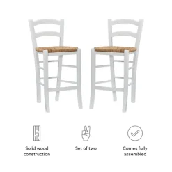 Wood And Seagrass Counter Stools, Set Of 2-Kirkland's Home Outlet