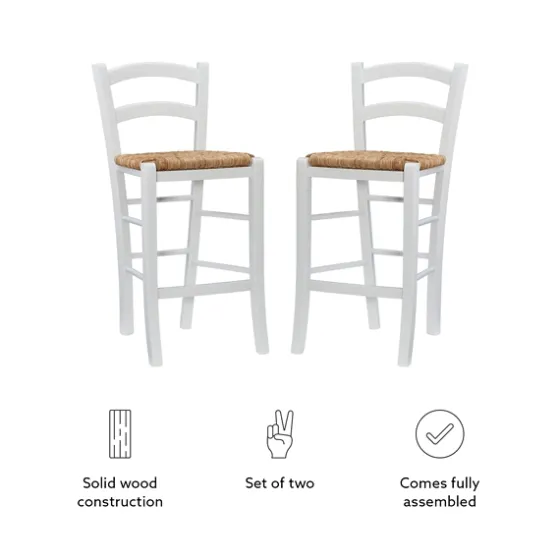 Wood And Seagrass Counter Stools, Set Of 2-Kirkland's Home Outlet