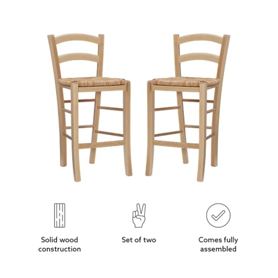 Wood And Seagrass Counter Stools, Set Of 2-Kirkland's Home New