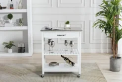 Wood And Stainless Steel Top Kitchen Cart-Kirkland's Home Outlet