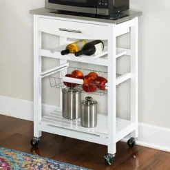 Wood And Stainless Steel Kitchen Cart-Kirkland's Home Shop