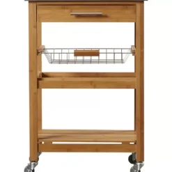 Wood And Stainless Steel 3-Tier Kitchen Cart-Kirkland's Home Store