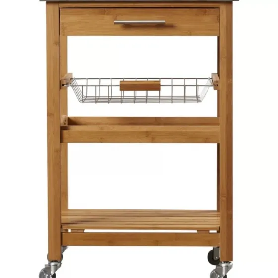 Wood And Stainless Steel 3-Tier Kitchen Cart-Kirkland's Home Store