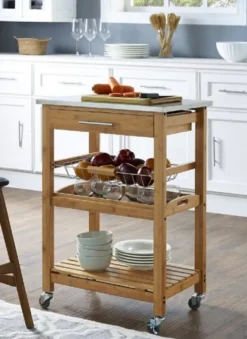 Wood And Stainless Steel 3-Tier Kitchen Cart-Kirkland's Home Store