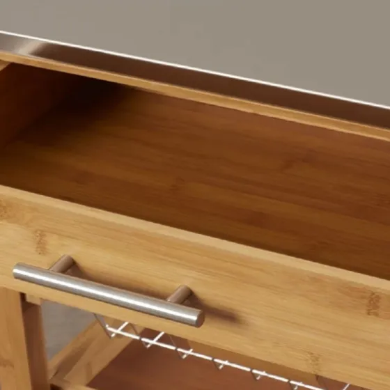 Wood And Stainless Steel 3-Tier Kitchen Cart-Kirkland's Home Store