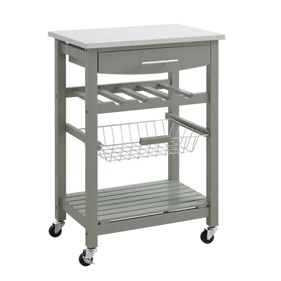 Wood And Stainless Steel Kitchen Cart-Kirkland's Home Online