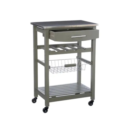 Wood And Stainless Steel Kitchen Cart-Kirkland's Home Online