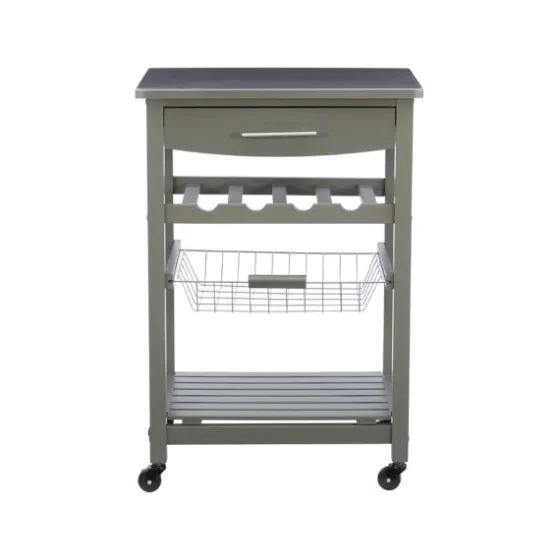 Wood And Stainless Steel Kitchen Cart-Kirkland's Home Online