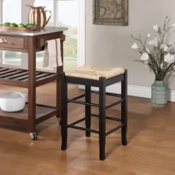 Wood And Woven Rush Counter Stool-Kirkland's Home Clearance