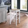 Wood And Woven Rush Square Bar Stool-Kirkland's Home Sale