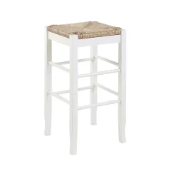 Wood And Woven Rush Square Bar Stool-Kirkland's Home Sale
