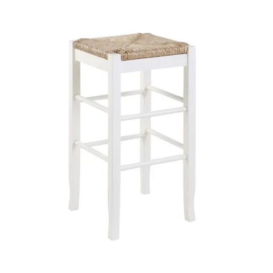 Wood And Woven Rush Square Bar Stool-Kirkland's Home Sale
