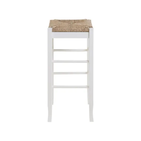 Wood And Woven Rush Square Bar Stool-Kirkland's Home Sale
