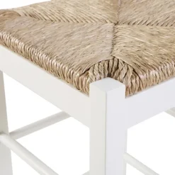 Wood And Woven Rush Square Bar Stool-Kirkland's Home Sale