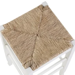 Wood And Woven Rush Square Bar Stool-Kirkland's Home Sale