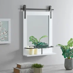 Wood Barn Door Frame With Shelf Wall Mirror-Kirkland's Home Outlet