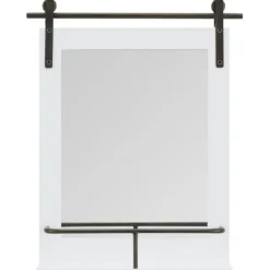 Wood Barn Door Frame With Shelf Wall Mirror-Kirkland's Home Outlet