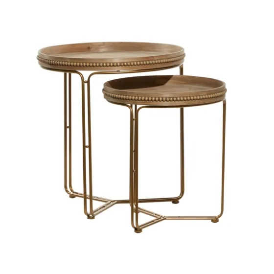 Wood Beaded Nesting Side Tables, Set Of 2-Kirkland's Home Hot
