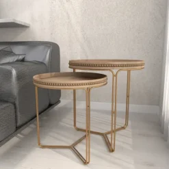 Wood Beaded Nesting Side Tables, Set Of 2-Kirkland's Home Hot
