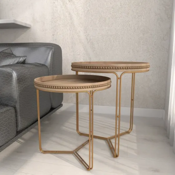 Wood Beaded Nesting Side Tables, Set Of 2-Kirkland's Home Hot