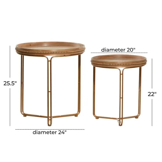 Wood Beaded Nesting Side Tables, Set Of 2-Kirkland's Home Hot