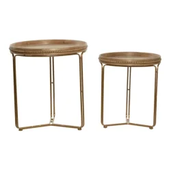 Wood Beaded Nesting Side Tables, Set Of 2-Kirkland's Home Hot