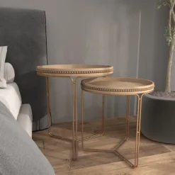 Wood Beaded Nesting Side Tables, Set Of 2-Kirkland's Home Hot