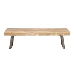 Wood Bench With Dark Gray Iron Base-Kirkland's Home Flash Sale