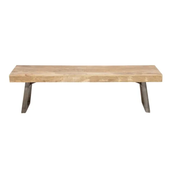 Wood Bench With Dark Gray Iron Base-Kirkland's Home Flash Sale
