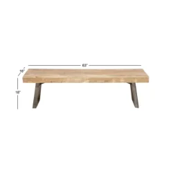 Wood Bench With Dark Gray Iron Base-Kirkland's Home Flash Sale