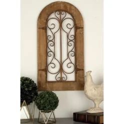 Wood Black Metal Scrollwork Wall Plaque-Kirkland's Home Discount