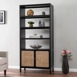 Wood Cane Doors Bookshelf-Kirkland's Home Cheap