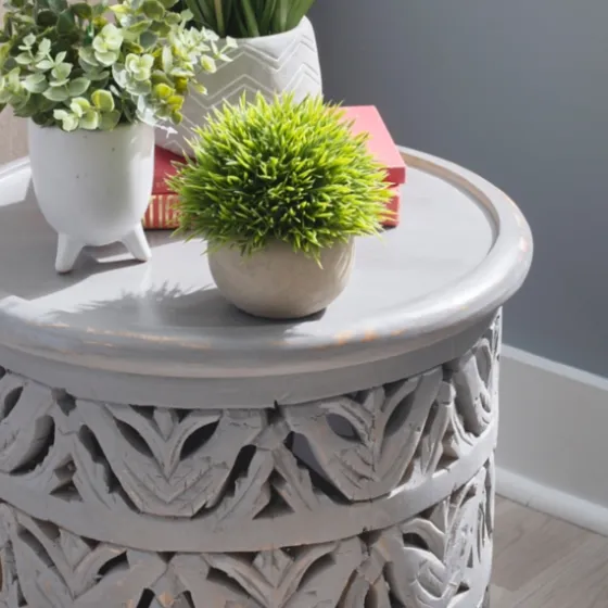 Wood Carved Detail Accent Table-Kirkland's Home Shop