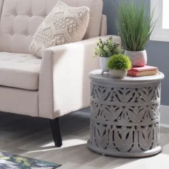 Wood Carved Detail Accent Table-Kirkland's Home Shop