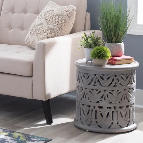 Wood Carved Detail Accent Table-Kirkland's Home Shop