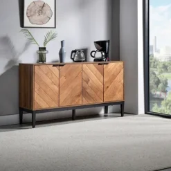 Wood Chevron 4-Door Sideboard-Kirkland's Home Cheap