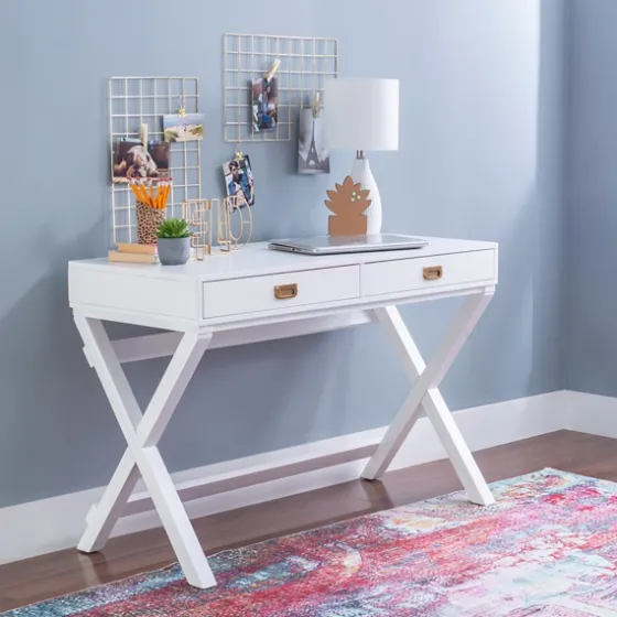 Wood 2-Drawer X-Frame Desk-Kirkland's Home Cheap