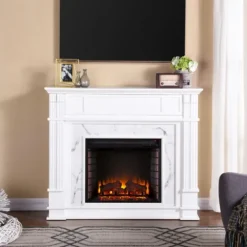 Wood Faux Marble Led Media Fireplace-Kirkland's Home Hot
