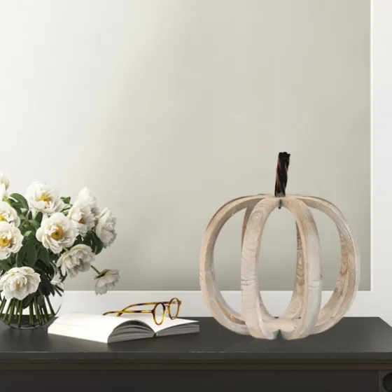 Wood Frame Metal Stem Pumpkin Statue-Kirkland's Home Best Sale