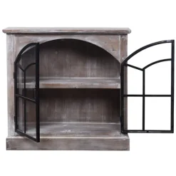 Wood Glass Arched Doors Cabinet-Kirkland's Home Clearance