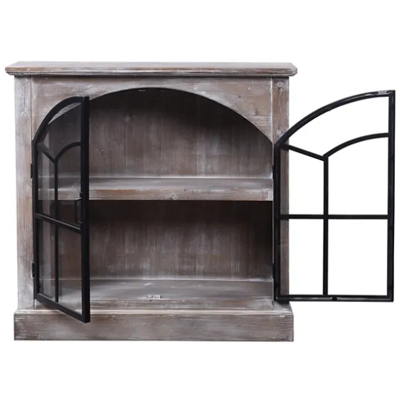 Wood Glass Arched Doors Cabinet-Kirkland's Home Clearance