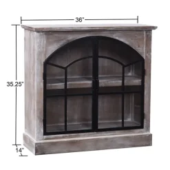 Wood Glass Arched Doors Cabinet-Kirkland's Home Clearance
