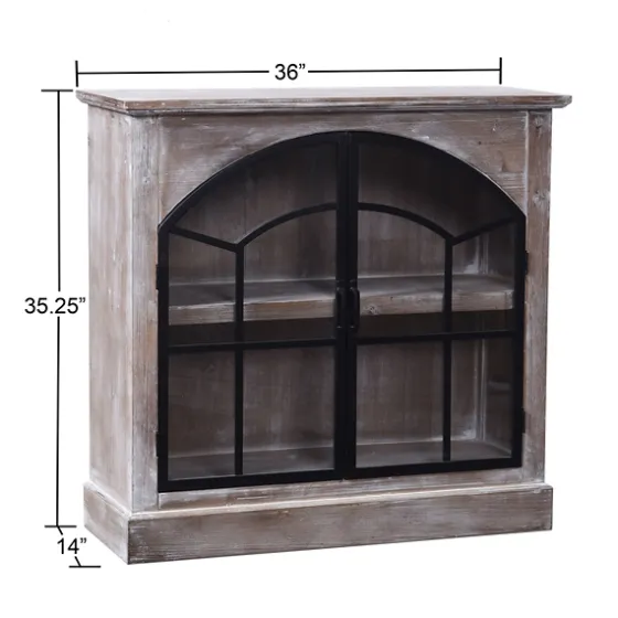 Wood Glass Arched Doors Cabinet-Kirkland's Home Clearance