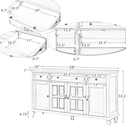 Wood Glass Door Sideboard Cabinet-Kirkland's Home Discount