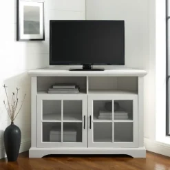 Wood Glass Pane Door Corner Tv Stand-Kirkland's Home Shop