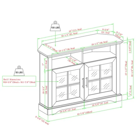 Wood Glass Pane Door Corner Tv Stand-Kirkland's Home Shop