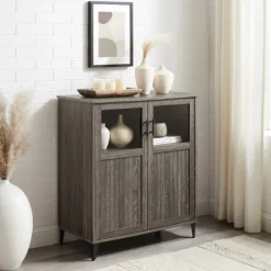 Wood Glass Windows Storage Cabinet-Kirkland's Home Fashion