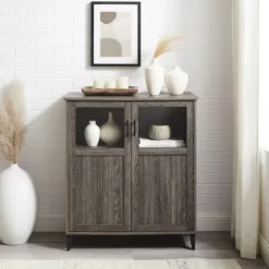 Wood Glass Windows Storage Cabinet-Kirkland's Home Fashion